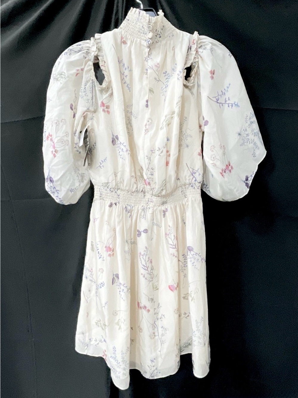 Rachel Zoe Womens Ivory Floral Silk Cold Shoulder Sleeve Mini Dress Size 0